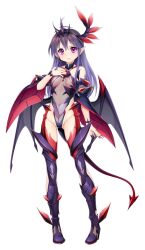  aikawa_haruno ass_visible_through_thighs bare_shoulders blush boots breasts collarbone corruption covered_navel dark_exs-tia_inferno dark_persona demon_girl demon_horns demon_tail demon_wings detached_sleeves earrings female full_body game_cg hair_ornament hand_on_own_chest highleg highleg_leotard highres horns jewelry kamitsurugi_ouka kouyoku_senki_exs-tia_concert large_variant_set leotard long_hair looking_at_viewer nail_polish navel non-web_source official_art pointy_ears purple_eyes purple_hair see-through_clothes small_breasts solo standing tachi-e tail thigh_boots thighhighs transparent_background variant_set wings 