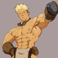  blonde_hair crown&rsquo;s_reverie dizdoodz lorenzo_(crown&rsquo;s_reverie) male male_only muscles muscular muscular_male nipples twitter_user_oc 