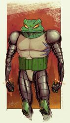  amphibian anthro cybernetics cyborg devil_hs frog hi_res machine male solo standing 