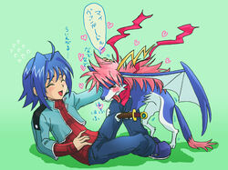  1boy blue_hair canine cardfight!!_vanguard lolicon sendou_aichi wingal 