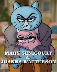  2026 4:5 4_fingers alternate_costume anthro artist_name big_breasts big_eyes big_glasses black_eyebrows black_eyes black_eyewear black_glasses black_markings blue_body blue_ears blue_fur blurred_background breasts brown_clothing brown_shirt brown_topwear cartoon_network character_name closed_frown clothed clothed_anthro clothed_female clothing cosplay crossover crossover_cosplay curved_eyebrows dark_markings digital_drawing_(artwork) digital_media_(artwork) domestic_cat dorothy_zbornak duo elderly elderly_anthro elderly_female english_text eyebrows eyewear facial_markings felid feline felis female female/female fingers floppy_ears frown fur glasses grey_clothing grey_jacket grey_suit grey_topwear head_markings hi_res hug huge_breasts hugging_another hugging_from_behind humanoid_hands iris jacket joanna_watterson lagomorph larger_female leporid light_body light_fur light_markings looking_at_viewer lop_ears mammal markings mary_senicourt mature_anthro mature_female mouth_closed muzzle_(marking) narrowed_eyes no_pupils parody pink_body pink_ears pink_fur pink_nose pointy_ears prick_ears rabbit screencap screencap_background serious shirt size_difference sketchybug smaller_female sophia_petrillo standing suit suit_jacket tan_clothing tan_topwear tan_vest text the_amazing_world_of_gumball the_golden_girls thick_eyebrows topwear url vest wearing_glasses whisker_markings white_markings white_sclera white_text wrinkles year 