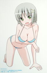  aizawa_sakuya bare_shoulders bikini blush breast_hold breast_support breasts cleavage collarbone female green_eyes grey_hair hair_ornament hayate_no_gotoku! highres short_hair silver_hair solo swimsuit 