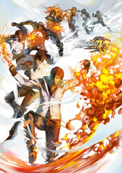  1boy absurdres attack battle brown_hair commentary_request comparison eddy_huang_zheng evolution fingerless_gloves fire gloves headband highres jacket kusanagi_kyou male_focus move_chart multiple_persona muscular open_mouth photoshop_(medium) punching pyrokinesis snk solo the_king_of_fighters the_king_of_fighters_&#039;94 the_king_of_fighters_&#039;99 the_king_of_fighters_2003 the_king_of_fighters_xiii the_king_of_fighters_xiv time_lapse 