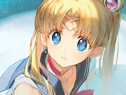  bishoujo_senshi_sailor_moon bishoujo_senshi_sailor_moon_s blonde_hair blue_eyes blue_sailor_collar breasts choker cleavage collarbone commentary crescent crescent_earrings derivative_work diadem earrings english_commentary female hair_bun hair_over_shoulder heart heart_choker jewelry long_hair magical_girl meme red_choker sailor_collar sailor_moon sailor_moon_redraw_challenge_(meme) sailor_senshi_uniform screenshot_redraw single_hair_bun solo tatami_to_hinoki tsukino_usagi twintails upper_body 