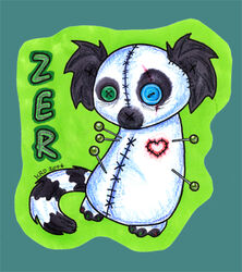 2006 ambiguous_gender black_markings blood bodily_fluids button_(fastener) caishide doll glamfur heart_symbol heterochromia lemur low_res mammal markings plushie primate seam_(sewing) solo stitch_(sewing) strepsirrhine stripes tail voodoo voodoo_doll white_body zeriara_(character)