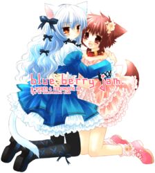  2000s_(style) 2girls :d animal_ears bare_shoulders belt_collar blush bow cat_ears cat_tail collar crossover dog_ears dog_tail dress flat_chest flower frills hair_flower hair_ornament hairbow hinata_(pure_pure) hug kneeling lily_(wanko) lolicon lolita_fashion long_hair long_sleeves looking_back multiple_girls multiple_hair_bows oerba_yun_fang official_art open_mouth orange_eyes pantyhose pink_eyes pink_hair pure_pure red_collar ribbon sakurazawa_izumi shoes short_dress short_hair smile socks sweet_lolita tail transparent_background wanko_to_lily wavy_hair white_hair 