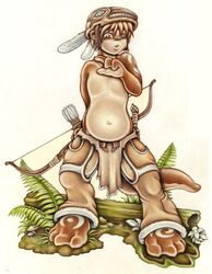 2007 anthro bottomwear clothed clothing hunter loincloth lutrai male mammal mustelid navel ollie_canal otter overweight overweight_anthro overweight_male shaded simple_background slightly_chubby solo tail topless topless_male tribal white_background