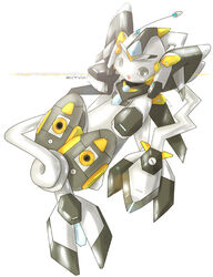 ambiguous_gender android black_body feral full-length_portrait grey_eyes lens_flare looking_at_viewer machine mu open_mouth portrait robot simple_background solo text tysontan white_background white_body yellow_body