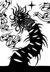  2014 ambiguous_gender annelid armless black_and_white bristle_worm choir_below digital_drawing_(artwork) digital_media_(artwork) eyebrows facial_markings feral forehead_markings head_markings hi_res hole_(anatomy) humanoid_face mane markings monochrome monster musical_note restricted_palette scp_foundation silhouette simple_background solo spines star sunnyclockwork tendrils white_background worm 