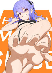  absurdres alternate_costume barefoot bikini black_bikini blue_eyes blue_hair blush breasts character_name earrings feet female foot_focus foot_out_of_frame foreshortening hair_between_eyes hair_ribbon highres hololive hoshimachi_suisei jewelry knees_up looking_at_viewer lunch_boxer lying navel on_back orange_background ribbon skindentation small_breasts soles solo spread_toes star_(symbol) star_in_eye swimsuit symbol_in_eye teeth thigh_strap thighs toenails toes virtual_youtuber 