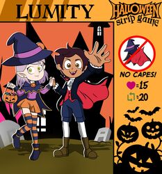  absurd_res amity_blight clothing disney duo female female/female halloween hand_holding hat headgear headwear hi_res holidays human humanoid humanoid_pointy_ears luz_noceda mammal moon_pearl succubi_samus the_owl_house vampire_costume witch_costume witch_hat 