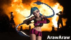  3d arawaraw blender caitlyn_kiramman explosion jinx_(league_of_legends) league_of_legends league_of_legends:_wild_rift vi 