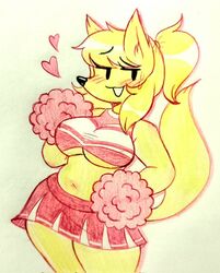  &lt;3 anthro big_breasts blush cheerleader cheerleader_outfit cheerleader_uniform chubby chubby_anthro chubby_female clothed clothing female female_only fox fully_clothed fur furry furry_only hair_tied heart kobito_mrow kobito_mrow_(artist) long_hair loquendo loquendo_youtuber ninetales nintendo pok&eacute;mon_(species) pokemon pom_poms redbromer redbromer_td rule_63 solo tail yellow_fur youtube_avatar youtube_hispanic youtuber 