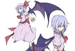  ascot bad_id bad_pixiv_id bat_wings brooch dress female hat jewelry kenuu_(kenny) light_purple_hair photoshop_(medium) pink_eyes puffy_short_sleeves puffy_sleeves remilia_scarlet sash serious short_hair short_sleeves solo touhou white_legwear wings wrist_cuffs 