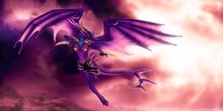  2:1 anthro barefoot biped breasts clothed clothing digitigrade dragon feet female hair hi_res membrane_(anatomy) membranous_wings mythological_creature mythological_scalie mythology night non-mammal_breasts purple_body purple_hair purple_scales scales scalie selianth sky solo star starry_sky tail wings 