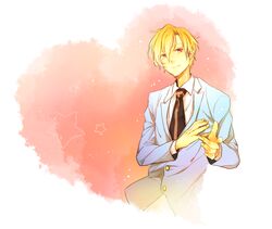  1boy 4tew blonde_hair commentary_request male_focus ouran_high_school_host_club ouran_high_school_uniform purple_eyes school_uniform smile solo suou_tamaki 