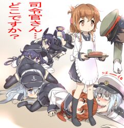  2boys 6+girls accelerator_(toaru_majutsu_no_index) admiral_(kancolle) akatsuki_(kancolle) albino apron black_pantyhose black_socks black_thighhighs blue_eyes blush brown_eyes brown_hair commentary_request crossover eyepatch female_pervert folded_ponytail gloves grey_hair hair_ornament hairclip hat headgear hibiki_(kancolle) highres ikazuchi_(kancolle) inazuma_(kancolle) kamijou_touma kantai_collection long_hair long_sleeves military military_police military_uniform multiple_boys multiple_girls mushi_gyouza naval_uniform open_mouth panties pantyhose pervert punching purple_hair red_eyes school_uniform serafuku short_hair skirt socks straight striped_clothes striped_panties tatsuta_(kancolle) tenryuu_(kancolle) thighhighs toaru_majutsu_no_index translated underwear uniform white_hair yellow_eyes yuri 