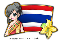  black_hair female flag flower murakami_senami thailand 