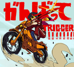  alex_ahad alternate_costume black_hair commentary english_commentary female kill_la_kill kill_la_kill_final_episode_scissor_blade_relay_(meme) matoi_ryuuko meme motor_vehicle motorcycle mouth_hold multicolored_hair photoshop_(medium) riding safety_glasses scissor_blade_(kill_la_kill) senketsu shoes sneakers solo streaked_hair tinted_eyewear track_suit yellow-tinted_eyewear 