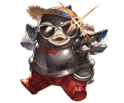  animal_costume animal_focus bird bow bowtie full_body granblue_fantasy hat minaba_hideo motion_lines no_humans official_art penguin penguin_costume pengy_(granblue_fantasy) red_bow solo sparkle sun_hat sunglasses transparent_background 