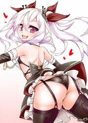  akahito_(kemoyuru) ass azur_lane bad_id bad_pixiv_id bare_shoulders black_panties bow chains commentary_request female flat_chest garter_straps hair_ornament hairbow heart light_purple_hair long_hair looking_at_viewer oerba_yun_fang open_mouth panties red_eyes skindentation solo thighhighs tongue tongue_out twintails underwear vampire_(azur_lane) 