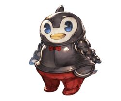  animal_costume bow bowtie full_body granblue_fantasy minaba_hideo no_humans official_art penguin_costume pengy_(granblue_fantasy) red_bow solo transparent_background 