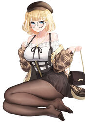  amulet bag big_breasts blonde_female blonde_hair blush blushing breasts clothed clothing_request coat_down detective earring earrings exposed_shoulders feet foot_fetish glasses handbag hololive hololive_english hololive_myth key key_necklace large_breasts legs monoscope necklace nerdy pantyhose saeu shoulders skirt tagme thick thick_legs thick_thighs thighs virtual_youtuber watson_amelia 