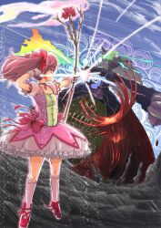  bow_(weapon) commentary_request female flower gloves kaname_madoka kaname_madoka_(magical_girl) magical_girl mahou_shoujo_madoka_magica mahou_shoujo_madoka_magica_(anime) md5_mismatch pink_hair rose sasaki_bullet shoes short_hair walpurgisnacht_(madoka_magica) weapon 