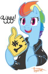  alpha_channel clothing equid equine female fonzie friendship_is_magic happy_days hasbro horse jacket mammal my_little_pony parody pony rainbow_dash_(mlp) simple_background solo topshot topwear transparent_background 