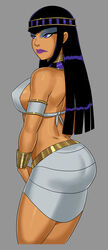  1girls ass bare_midriff big_ass blackfire bracelets clothed dc dc_comics egyptian_clothes egyptian_makeup female female_only jewelry komand&#039;r lipstick midriff orange_skin purple_eyes purple_hair purple_lipstick sideboob solo something_unlimited straight_hair sunsetriders7 teen_titans thighs 