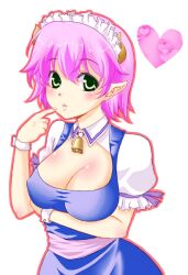  artist_request blush breasts character_request cleavage elfleda_mirjasdottir horns lotte_no_omocha! maid pointy_ears simple_background 