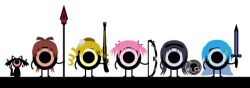  akemi_homura bow_(weapon) crossover gun kaname_madoka kyuubee lowres magical_musket mahou_shoujo_madoka_magica miki_sayaka patapon polearm sakura_kyouko shield simple_background spear sword tomoe_mami transparent_background uchuuninja weapon 