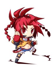  7th_dragon_(series) 7th_dragon_2020 chibi commentary_request destroyer_(7th_dragon_2020) female fingerless_gloves gloves midriff navel nishimura_haru_(7th_dragon) red_eyes red_hair reku solo 