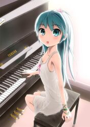  :d aqua_eyes aqua_hair bracelet commentary_request dress female hatsune_miku instrument jewelry kuro-kun_(nablack) long_hair open_mouth photoshop_(medium) piano project_diva_(series) project_diva_2nd sitting smile solo upright_piano vocaloid yamaha 