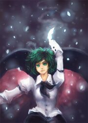  antennae arm_up bad_deviantart_id bad_id cape card female green_eyes green_hair long_sleeves puffy_sleeves serious sheryth solo touhou wriggle_nightbug 