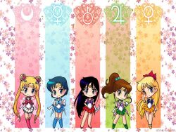  5girls aino_minako back_bow bare_legs bishoujo_senshi_sailor_moon black_hair blonde_hair blue_eyes blue_footwear blue_hair blue_sailor_collar blue_skirt boots bow brooch brown_hair chibi choker commentary crescent elbow_gloves english_commentary full_body gloves green_eyes green_footwear green_sailor_collar green_skirt group_picture hair_ornament hair_ribbon hairpin half_updo heart heart_brooch high_ponytail hino_rei inner_senshi jewelry jupiter_symbol kino_makoto knee_boots long_hair magical_girl marc-g mars_symbol mercury_symbol mizuno_ami multicolored_clothes multicolored_skirt multiple_girls ofuda orange_sailor_collar orange_skirt pink_bow pleated_skirt ponytail purple_eyes red_bow red_sailor_collar red_skirt ribbon sailor_collar sailor_jupiter sailor_mars sailor_mercury sailor_moon sailor_senshi sailor_senshi_uniform sailor_venus shoes short_hair skirt smile strappy_heels super_sailor_jupiter super_sailor_mars super_sailor_mercury super_sailor_moon super_sailor_venus tiara tsukino_usagi venus_symbol watermark web_address white_gloves 