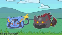  16:9 animated blob_creature bounce chasing cloud day detailed_background goo_creature grass hi_res hill hillside hopping outside plant pup_(puppeon) puppeon scrolling short_playtime sky widescreen zirkoa 