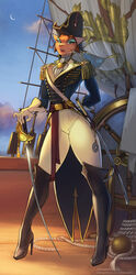  2021 5_fingers anthro boots breasts brown_hair captain_amelia clothing digital_media_(artwork) disney felid feline female fingers footwear green_eyes hair hi_res high_heeled_boots high_heels holding_melee_weapon holding_object holding_sword holding_weapon impressionist_background knee_boots knee_highs legwear mammal melee_weapon moon outside sky solo star starry_sky sword treasure_planet twilight weapon woadedfox 