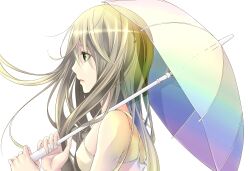  blonde_hair bouno_satoshi green_eyes long_hair original tagme umbrella white 