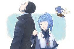  alfa_system ange_serena beard black_hair blue_eyes blue_hair coat facial_hair jewelry ribbon ricardo_soldato tales_of_(series) tales_of_innocence tales_of_the_world_radiant_mythology_3 