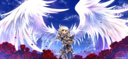  armor blush commentary female flower original pointy_ears rose solo windforcelan wings 