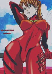  1girls 2d asuka_langley_sohryu blue_eyes clothing female female_only freckles fully_clothed hips mr._spectrum neon_genesis_evangelion orange_hair posing redhead small_breasts solo tagme tight_clothing 