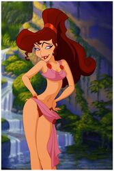  1girls bikini brown_hair cartoongirls curvy disney hercules_(disney) megara ponytail swimsuit 