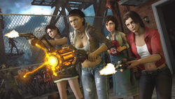  3d 4girls alternate_costume alternate_hairstyle alyx_vance bag bioshock bioshock_infinite charger_(left_4_dead) clothing common_infected_(l4d) crossover eastern_and_western_character elizabeth_comstock female female_focus fighting firearm goes_hard gravity_gun gun guns half-life half-life_2 handgun headcrab headcrab_zombie human jill_valentine jill_valentine_(julia_voth) left_4_dead licker med_kit med_pack modded mods multiple_girls pale_skin resident_evil rifle sfw shiftop smoker_(left_4_dead) tank_(left_4_dead) valve valve_(company) video_game video_game_character weapon zoey_(left_4_dead) zombie zombies 