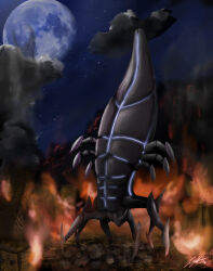  2012 6_arms ambiguous_gender bioware black_body blue_sky building colored derp_(gaelfox) destruction digital_drawing_(artwork) digital_media_(artwork) electronic_arts english_description fan_character fire full-length_portrait gaelfox glowing hi_res light lighting living_spacecraft mass_effect moon multi_arm multi_limb multicolored_body night not_furry outside portrait reaper_(mass_effect) shaded signature sky smoke solo standing star starry_sky town 