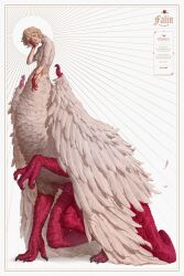  2024 4_toes 5_fingers abstract_background absurd_res avian avian_taur bent_arm bent_legs big_wings blonde_hair blood blood_on_face blood_on_hand bodily_fluids border breasts brown_claws claws colored delicious_in_dungeon digital_media_(artwork) digital_painting_(artwork) digitigrade dragon dragon_taur english_text falin_touden feathered_wings feathers feet female fingers full-length_portrait gothic_lettering hair hi_res humanoid_taur hybrid japanese_text kneeling lips looking_aside looking_aside_at_viewer looking_at_viewer loose_feather mythological_creature mythological_scalie mythology nude painting_(artwork) patrick_ganas portrait pose pupils quadruped radial_lines red_body red_scales scales scalie scutes shaded short_hair simple_background slit_pupils small_upper_body soft_shading solo tail tan_body tan_border tan_skin tapering_tail taur text text_box thick_tail toes translation_request white_background white_body white_feathers wing_claws wings yellow_eyes 