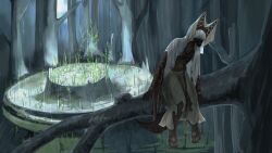  16:9 absurd_res angel_shadow anthro biped black_body black_fur boots bottomwear branch canid canine canis claws clothing dachshund digital_media_(artwork) digitigrade domestic_dog elden_ring female fluffy fluffy_tail footwear forest forest_background fromsoftware fur furgonomic_armor furgonomic_boots furgonomics green_shoots hi_res huge_filesize hunting_dog in_tree long-haired_dachshund mammal nchprous night_maiden night_maiden_armor on_branch petrified_forest plant shoes silk sitting sitting_on_tree skirt solo stump tail tawny_fur tree widescreen 