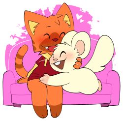  alpha_channel arms_around_partner bottomless clothed clothing cricetid crushpepper felid feline fur furniture hamster hi_res hug male male/male mammal nude orange_body orange_fur oxynard pepper_(crushpepper) red_eyes rodent simple_background sitting sofa white_background 