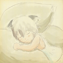  bad_id bad_pixiv_id chen female saraband sketch sleeping solo_focus touhou yakumo_ran 