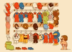  1boy animal_costume animal_ears bee_suit blue_shell_(mario) cape commentary dr._mario dr._mario_(game) english_commentary francisjustin001 frog_costume gloves goomba&#039;s_shoe hammer_suit hat head_mirror lab_coat male_focus mario mario_(series) metal_cap new_super_mario_bros. new_super_mario_bros._wii overalls penguin_costume propeller_hat rabbit_ears raccoon_ears raccoon_tail shoes spring_(object) stethoscope super_mario_64 super_mario_bros._3 super_mario_galaxy super_mario_land_2 super_mario_world super_mushroom tail tanuki_suit turtle_shell underwear vanish_cap wing_cap 